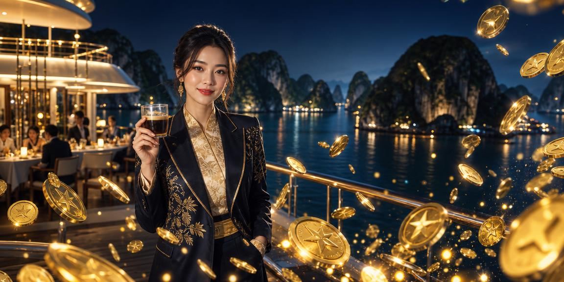 Người dùng xem dữ liệu phân tích thể thao trong khung cảnh Vịnh Hạ Long