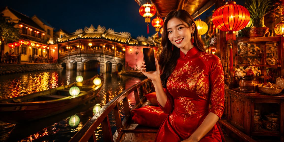 Người dùng tại Hội An xem quy trình đăng ký trên thiết bị di động